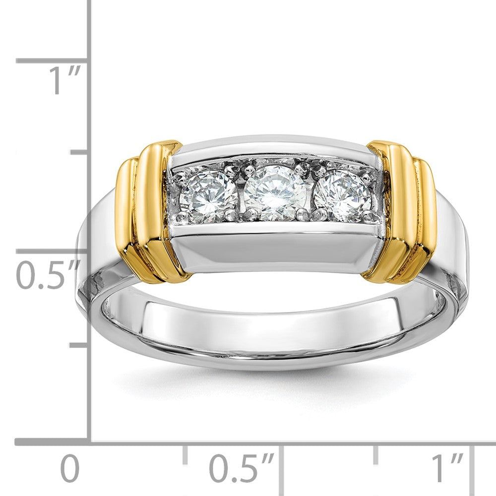 14k Two-tone IBGoodman Men's Polished 3-Stone Ring Mounting