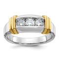 14k Two-tone IBGoodman Men's Polished 3-Stone Ring Mounting