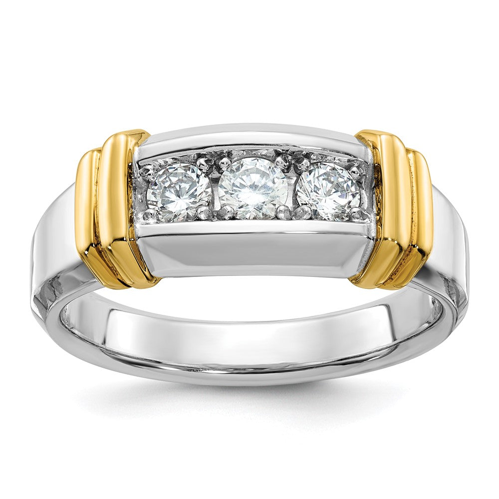 14k Two-tone IBGoodman Men's Polished 3-Stone Ring Mounting