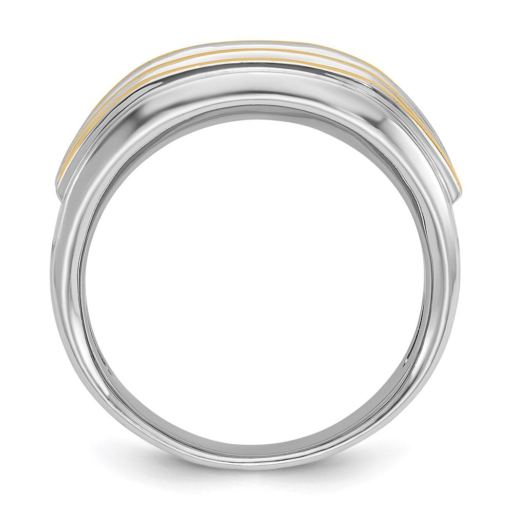 14k Two-tone IBGoodman Men's Polished 2-Row Diamond Ring