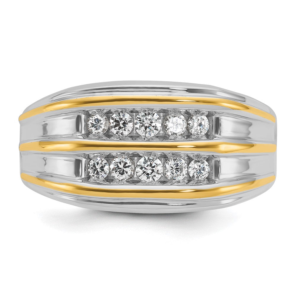 14k Two-tone IBGoodman Men's Polished 2-Row Ring Mounting