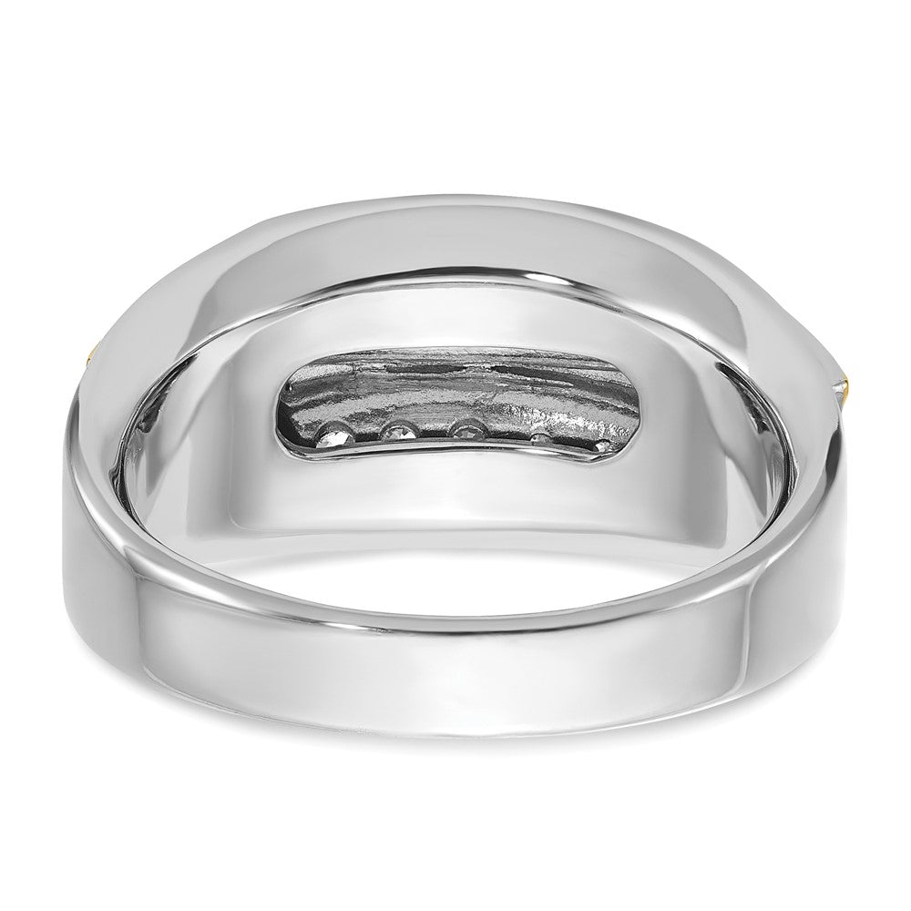14k Two-tone IBGoodman Men's Polished 2-Row Diamond Ring