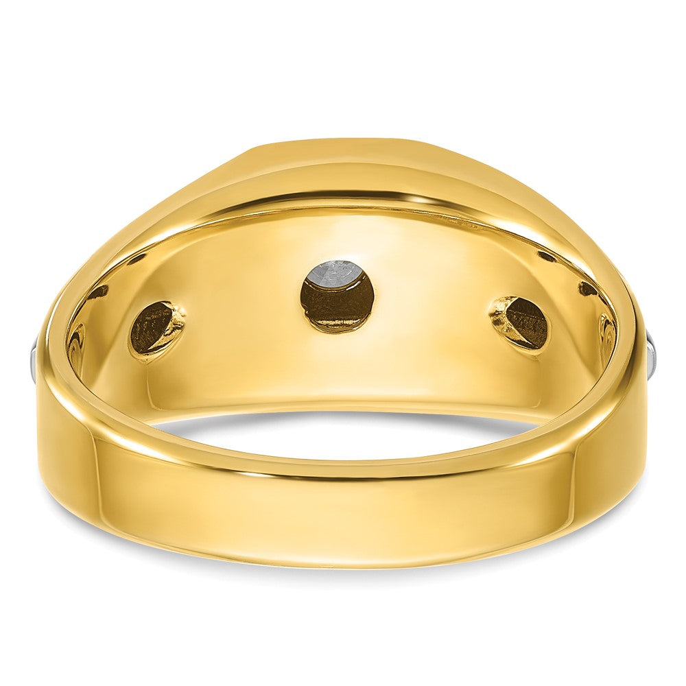 14k Two-tone IBGoodman Men's Polished and Satin Diamond Complete Ring
