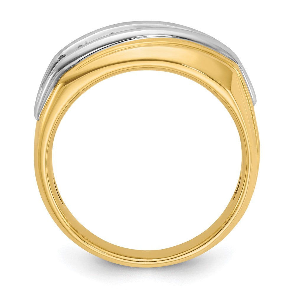 14ktt IBGoodman Men's Polished & Grooved 7-Stone Diamond Ring