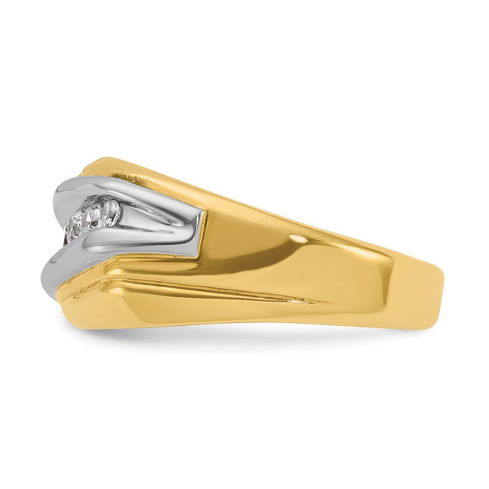 14ktt IBGoodman Men's Polished & Grooved Graduated 7-Stone Ring Mtg