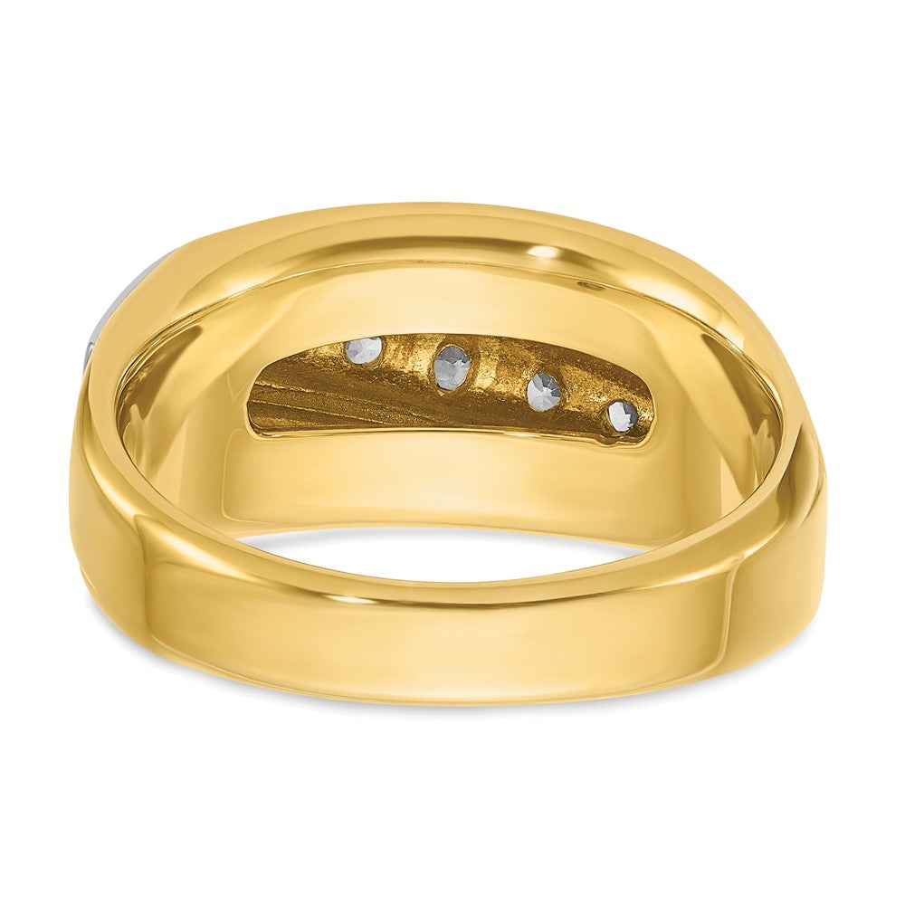 14ktt IBGoodman Men's Polished & Grooved Graduated 7-Stone Ring Mtg