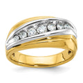 14ktt IBGoodman Men's Polished & Grooved Graduated 7-Stone Ring Mtg