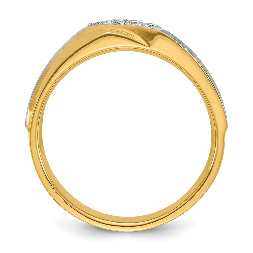 14ktt IBGoodman Men's Polished Satin & Grooved 4-Stone Ring Mounting