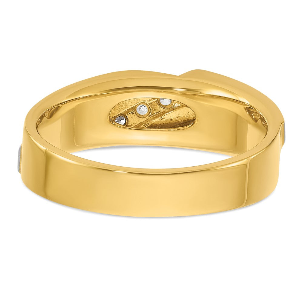 14ktt IBGoodman Men's Polished Satin & Grooved 4-Stone Ring Mounting
