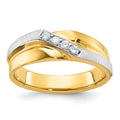14ktt IBGoodman Men's Polished Satin & Grooved 4-Stone Ring Mounting