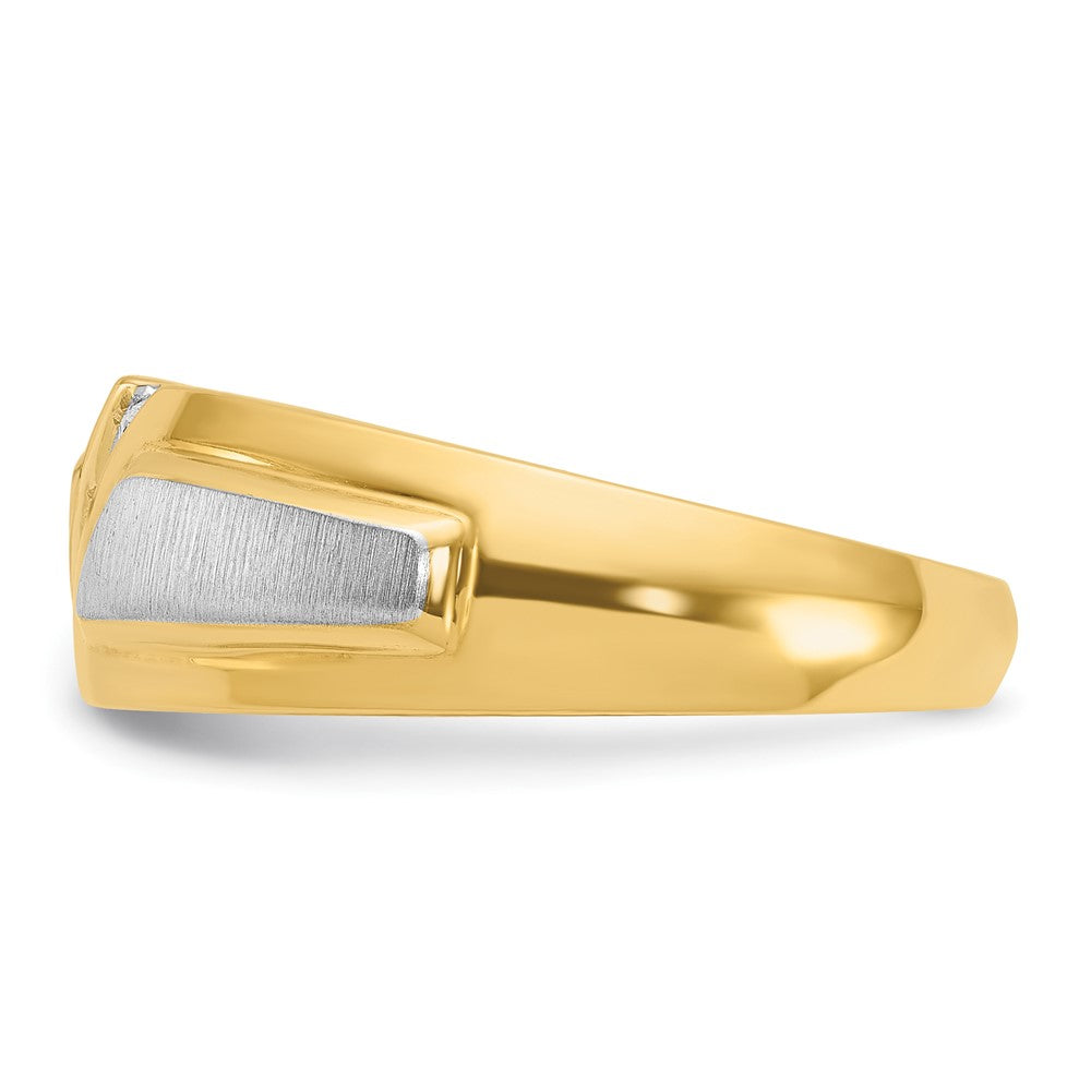 14k Two-tone IBGoodman Men's Polished and Satin 3-Stone Ring Mounting