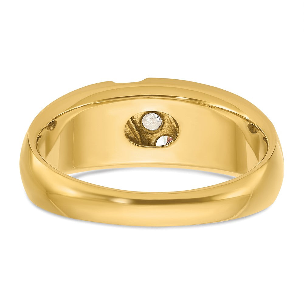 14k Two-tone IBGoodman Men's Polished and Satin 3-Stone Ring Mounting