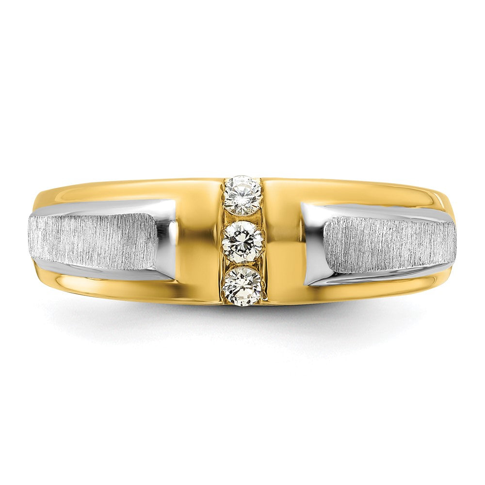 IBGoodman 14k Two-tone Polished/Satin Men's 3 Stone Ring Mounting