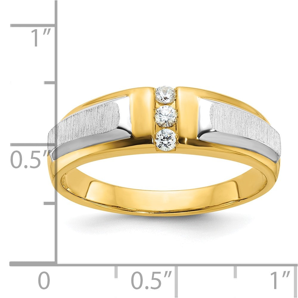 IBGoodman 14k Two-tone Polished/Satin Men's 3 Stone Ring Mounting
