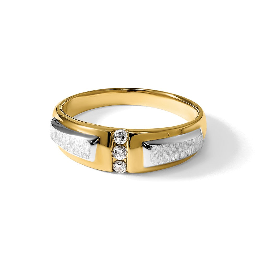 IBGoodman 14k Two-tone Polished/Satin Men's 3 Stone Ring Mounting