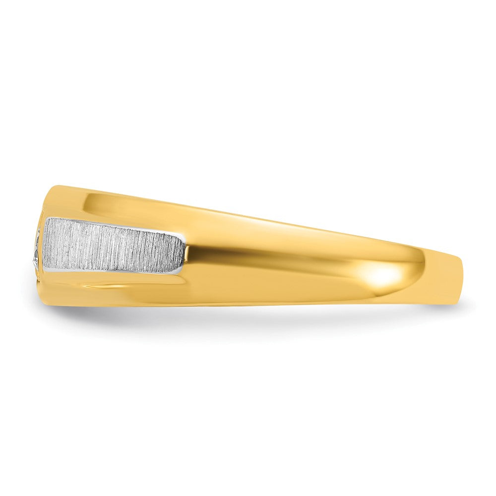 14k Two-tone IBGoodman Men's Polished and Satin Diamond Ring Mounting