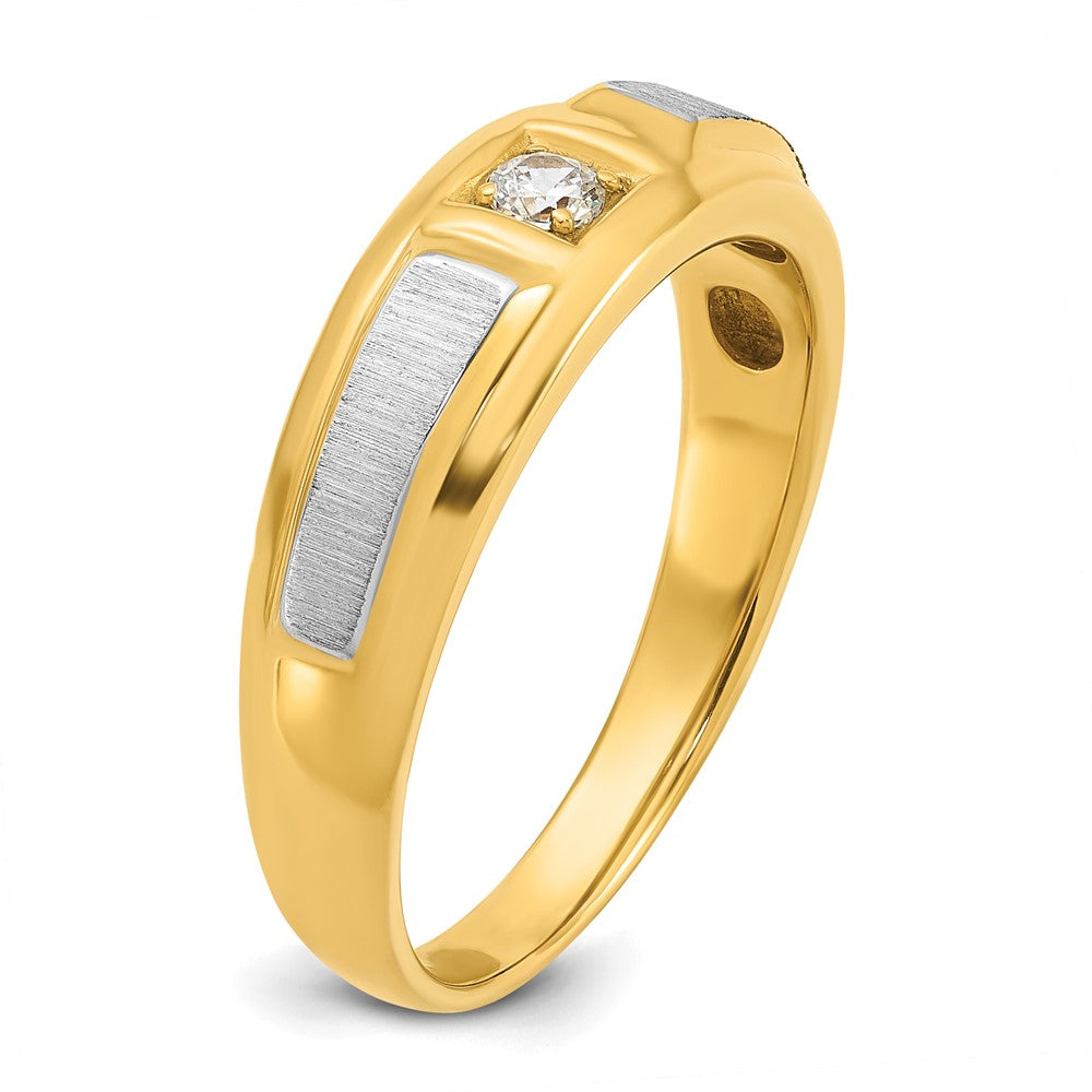 14k Two-tone IBGoodman Men's Polished and Satin Diamond Ring Mounting