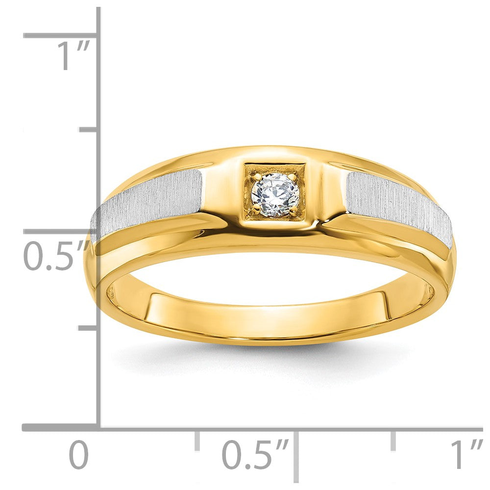 14k Two-tone IBGoodman Men's Polished and Satin Diamond Complete Ring
