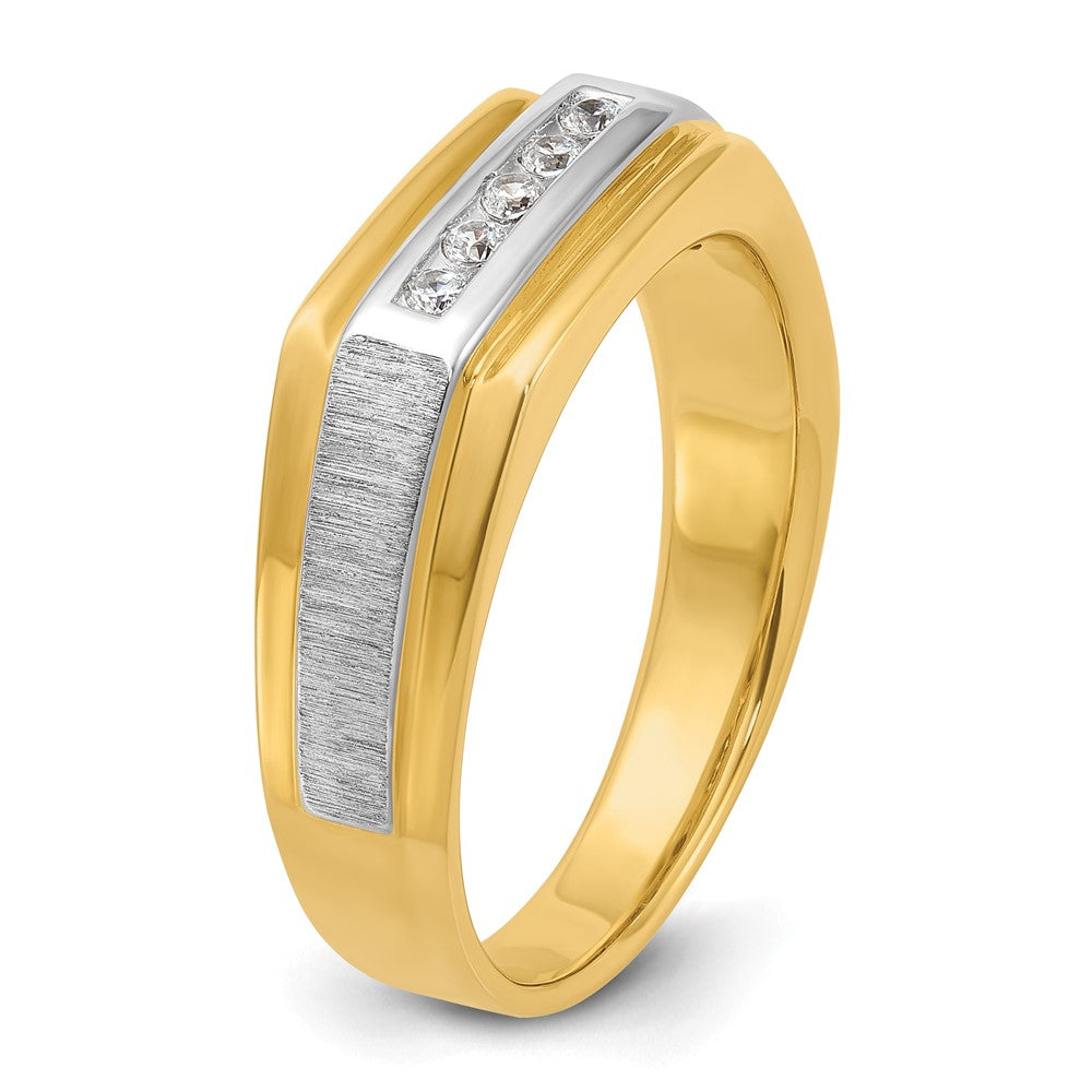 14k w/ White RH IBGoodman Men's Polished/Satin 5-Stone Diamond Ring