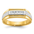 14k w/ White RH IBGoodman Men's Polished/Satin 5-Stone Diamond Ring