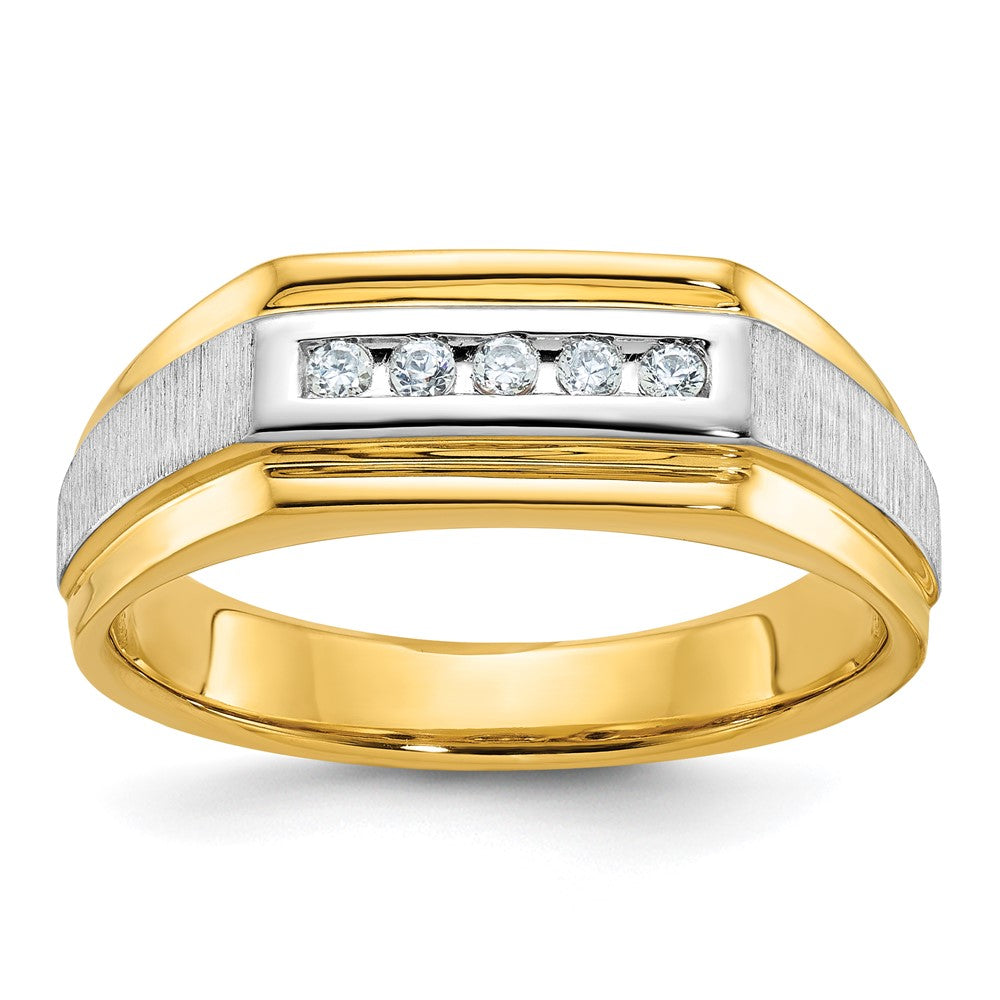 14k IBGoodman Men's Polished and Satin 5-Stone Ring Mounting