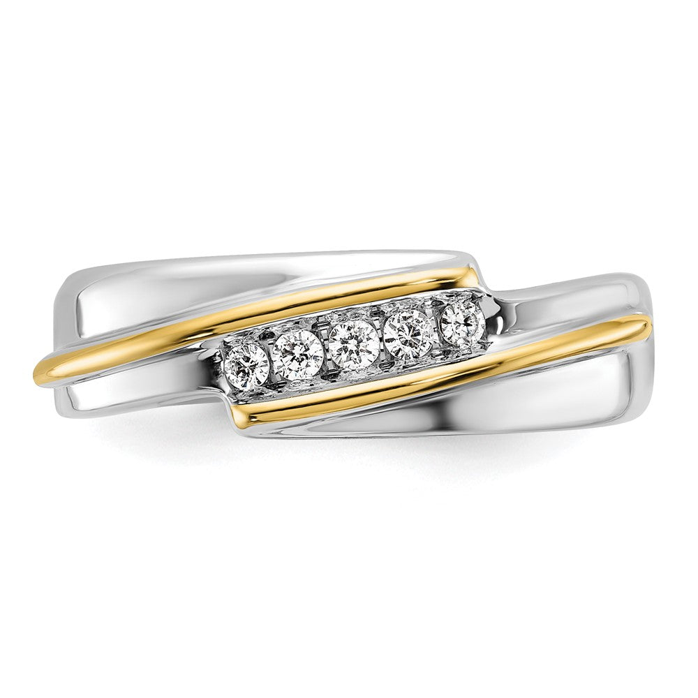14k Two-tone IBGoodman Men's Polished 5-Stone AA Diamond Ring