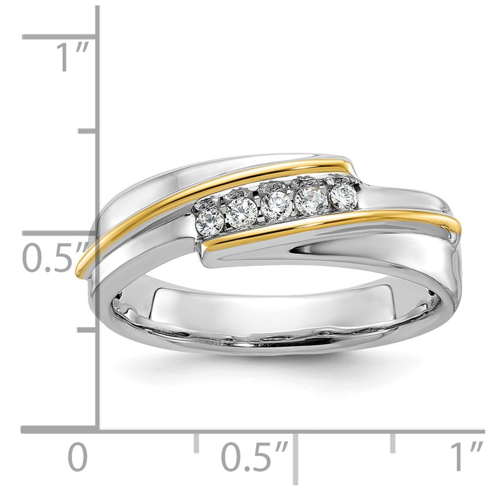 14k Two-tone IBGoodman Men's Polished 5-Stone AA Diamond Ring
