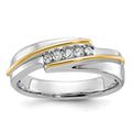 14k Two-tone IBGoodman Men's Polished 5-Stone AA Diamond Ring