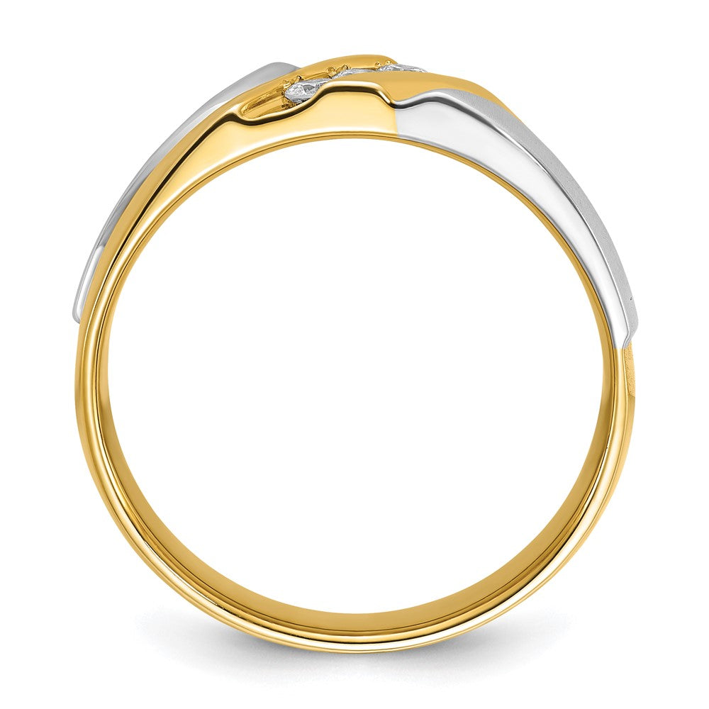 10ktt IBGoodman Men's Polished Satin Grooved 3-Stone Ring Mounting