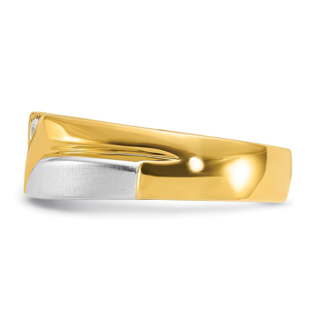 Two-tone Polished Satin & Grooved Engagement Ring Mounting