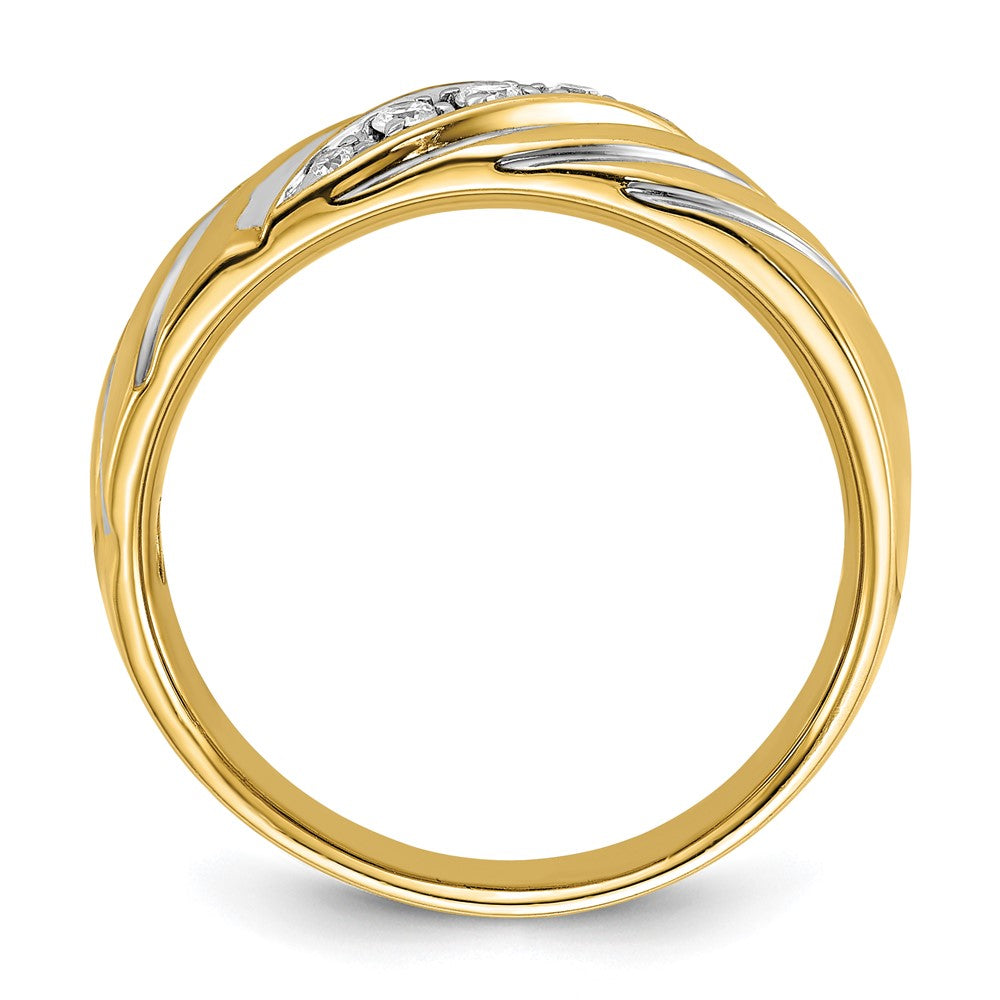 14k w/ White RH IBGoodman Men's Polished & Grooved AA Dia Ring