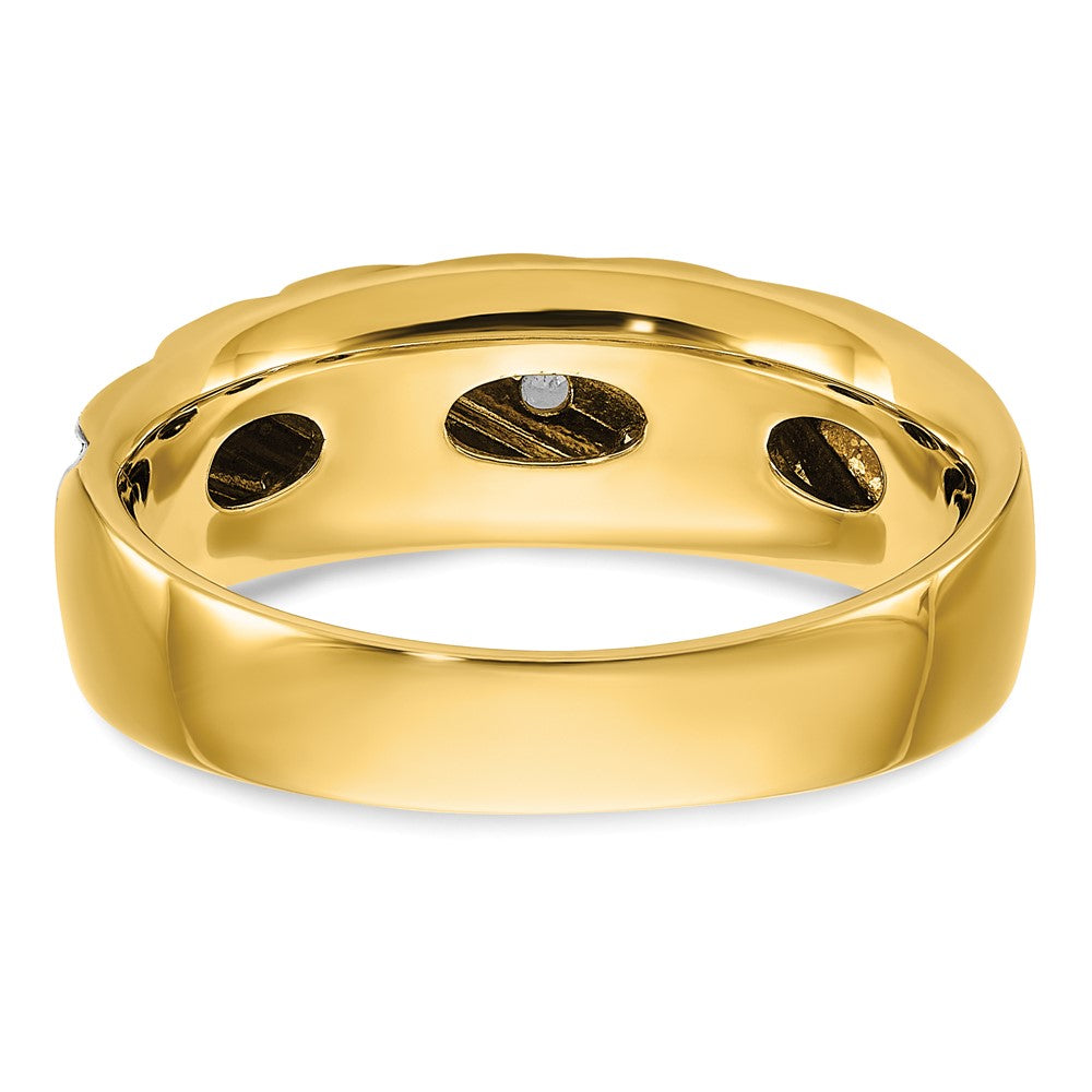 14k w/ White RH IBGoodman Men's Polished & Grooved AA Dia Ring