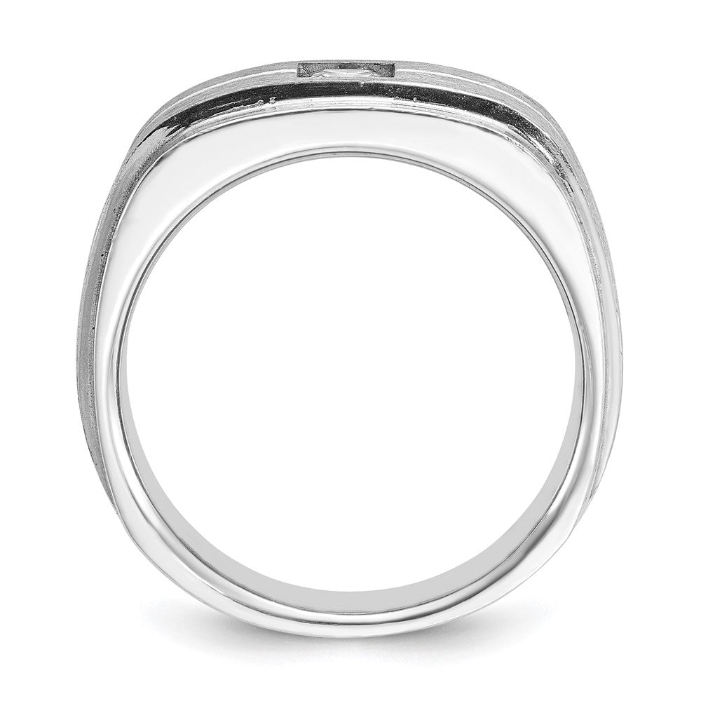 14k White Gold IBGoodman Men's Polished/Satin Diamond Complete Ring