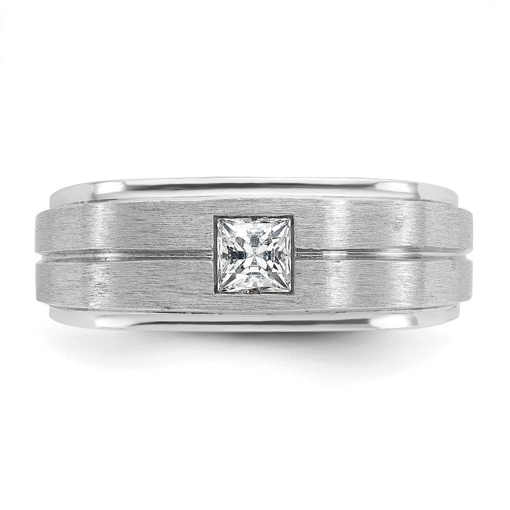 14k White Gold IBGoodman Men's Polished/Satin Diamond Complete Ring