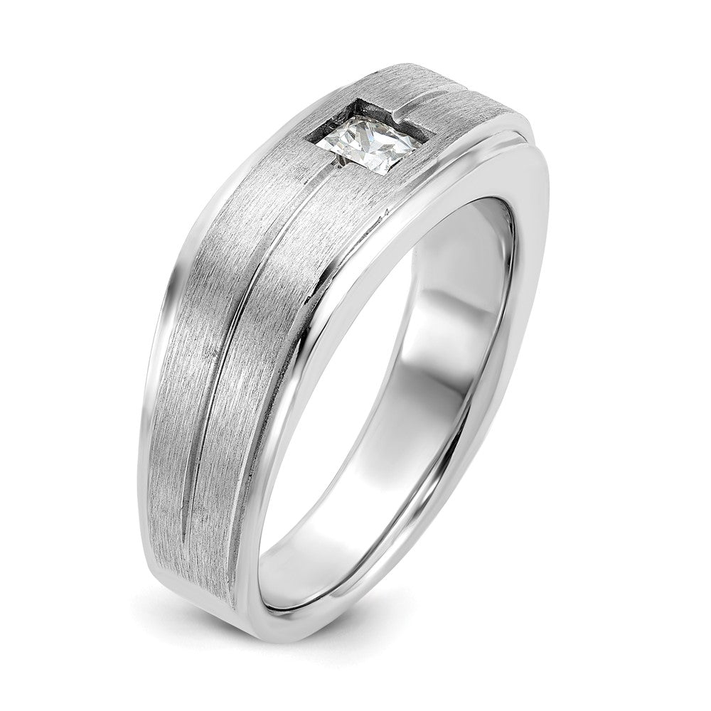 14k White Gold IBGoodman Men's Polished/Satin Diamond Complete Ring