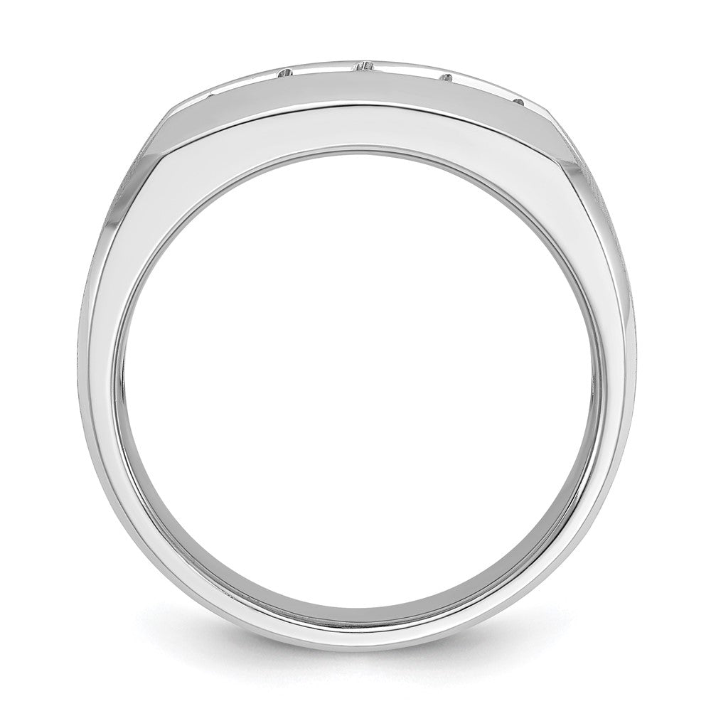 14k White Gold IBGoodman Men's Polished & Satin 5-Stone Diamond Ring