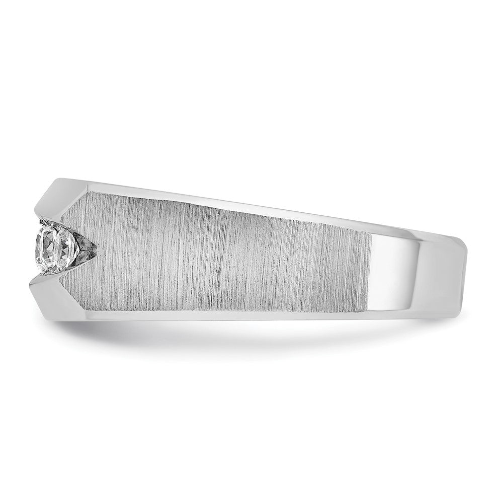 14k White Gold IBGoodman Men's Polished & Satin 5-Stone Diamond Ring