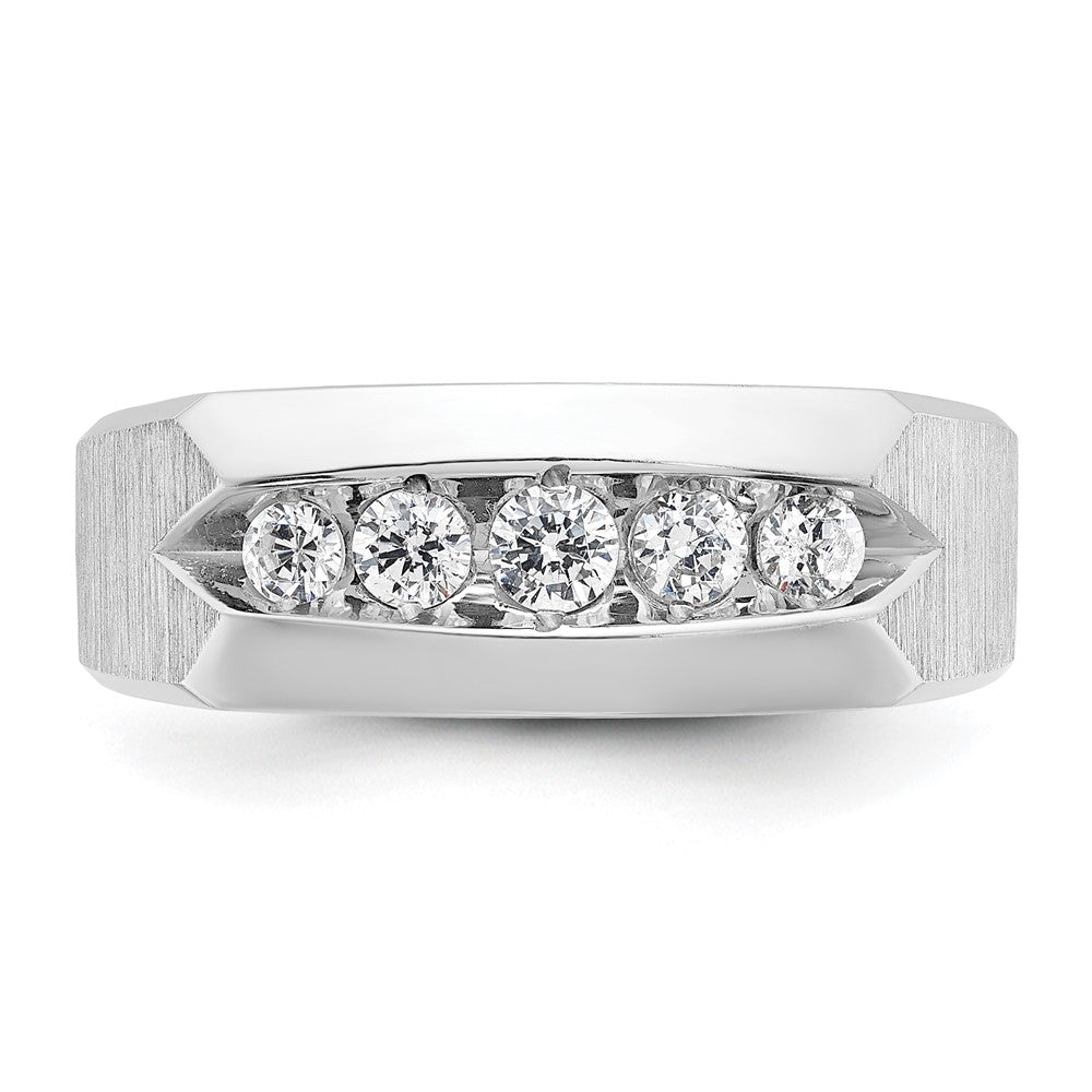 14k White Gold IBGoodman Men's Polished & Satin 5-Stone Ring Mounting