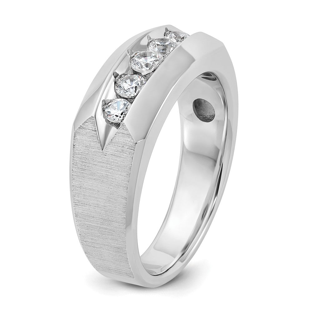 14k White Gold IBGoodman Men's Polished & Satin 5-Stone Diamond Ring