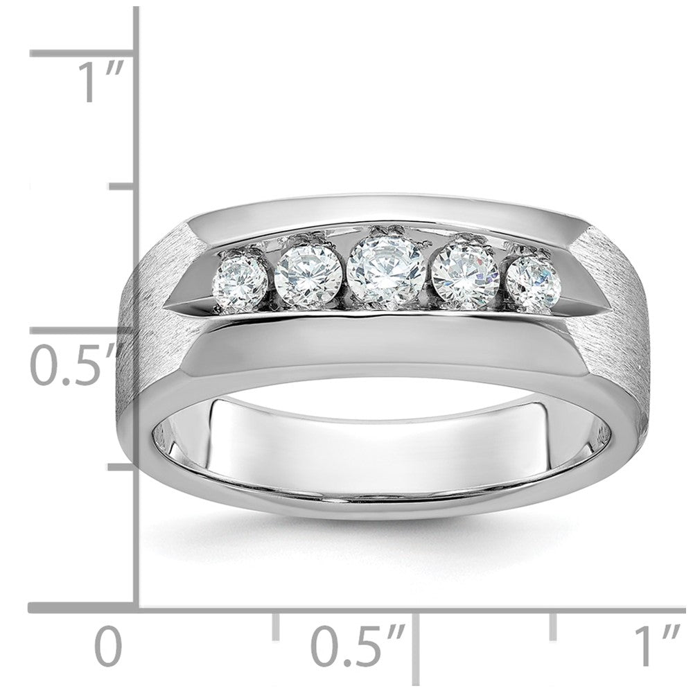 14k White Gold IBGoodman Men's Polished & Satin 5-Stone Diamond Ring