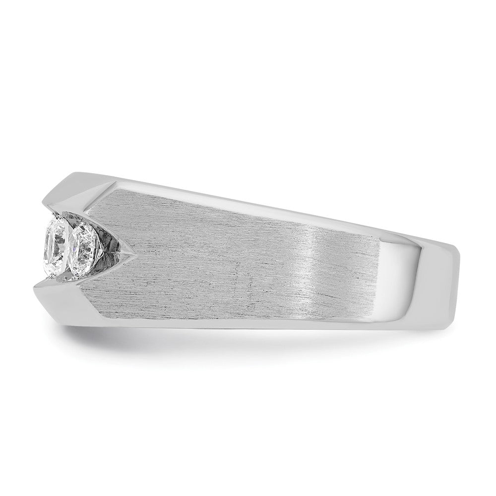 14k White Gold IBGoodman Men's Polished & Satin 5-Stone Diamond Ring
