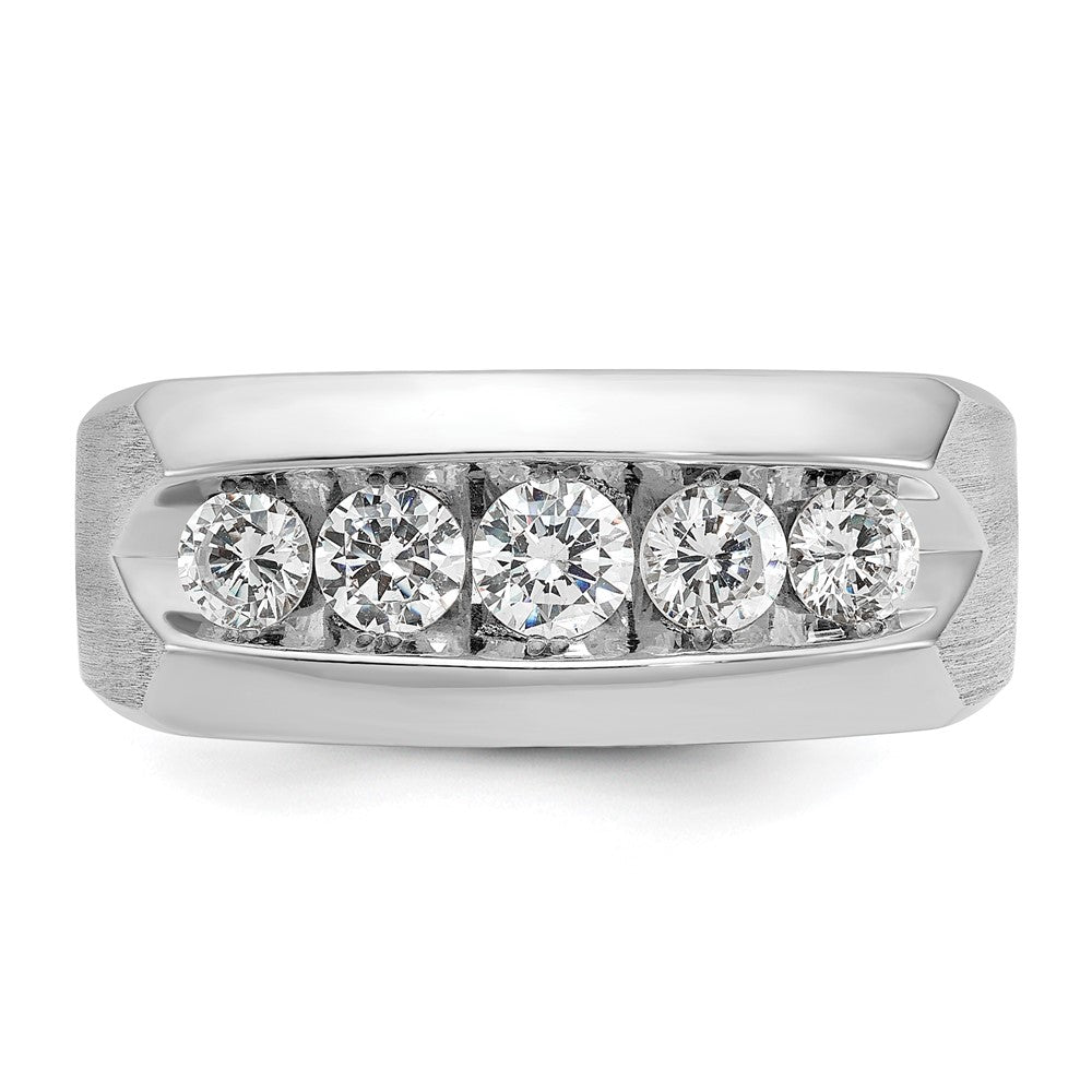 14k White Gold IBGoodman Men's Polished & Satin 5-Stone Diamond Ring
