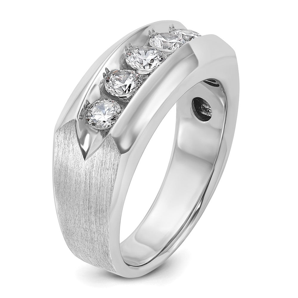 14k White Gold IBGoodman Men's Polished & Satin 5-Stone Ring Mounting