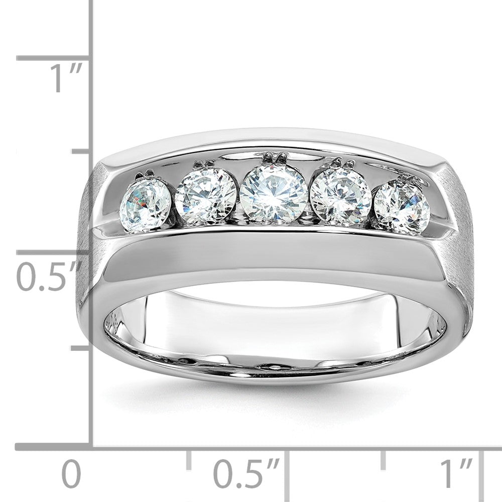 14k White Gold IBGoodman Men's Polished & Satin 5-Stone Diamond Ring
