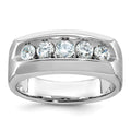 14k White Gold IBGoodman Men's Polished & Satin 5-Stone Ring Mounting