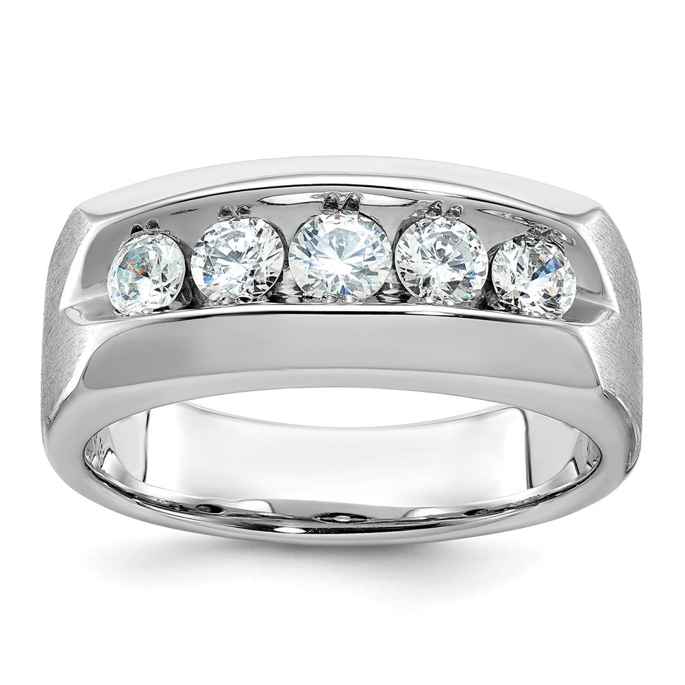 14k White Gold IBGoodman Men's Polished & Satin 5-Stone Diamond Ring