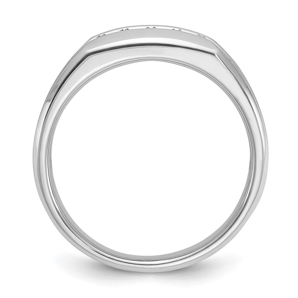 14k White Gold IBGoodman Men's Polished & Satin 5-Stone Ring Mounting