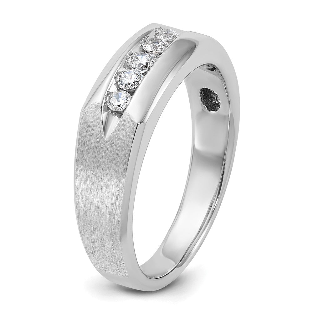 14k White Gold IBGoodman Men's Polished & Satin 5-Stone Diamond Ring