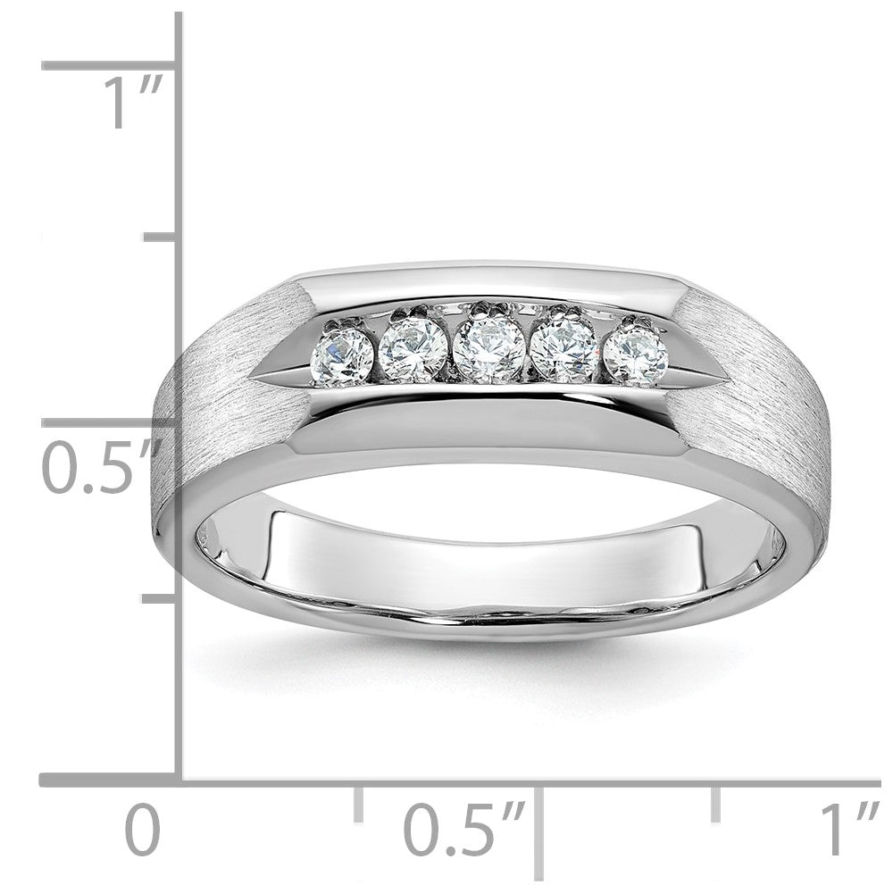 14k White Gold IBGoodman Men's Polished & Satin 5-Stone Diamond Ring