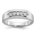 14k White Gold IBGoodman Men's Polished & Satin 5-Stone Ring Mounting